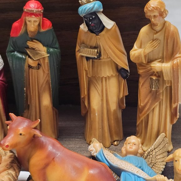 Vintage Hong Kong Nativity Set Baby Jesus Animals Wise Men Mary Angel Hong Kong - Picture 3 of 16